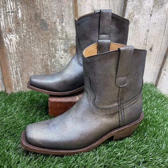 COFI Leathers Silver Oil Slick Spill Short Cowboy Boots Women's 7 - Picture 2 of 11